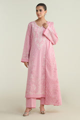 3 Piece - Printed & Embroidered Suit - C6275