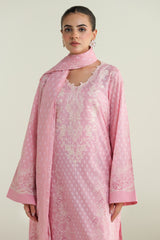 3 Piece - Printed & Embroidered Suit - C6275