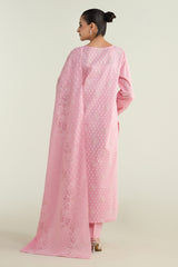 3 Piece - Printed & Embroidered Suit - C6275