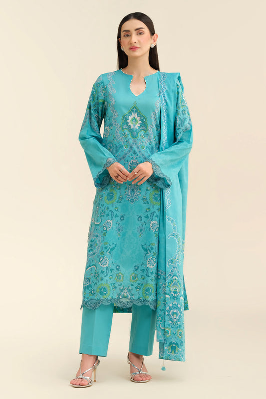 3 Piece - Printed Embroidered Suit - C6276