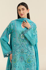 3 Piece - Printed & Embroidered Suit - C6276