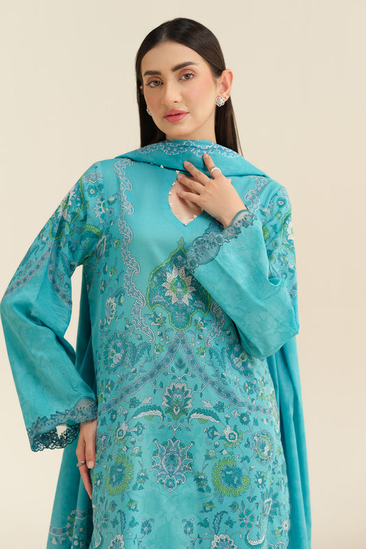 3 Piece - Printed Embroidered Suit - C6276