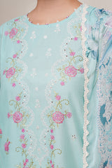 3 Piece - Printed & Embroidered Suit - C6281