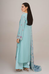 3 Piece - Printed & Embroidered Suit - C6281