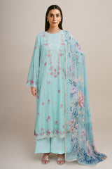 3 Piece - Printed & Embroidered Suit - C6281