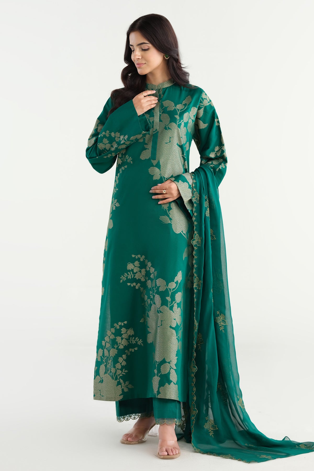 3 Piece -  Embroidered Suit - C6284