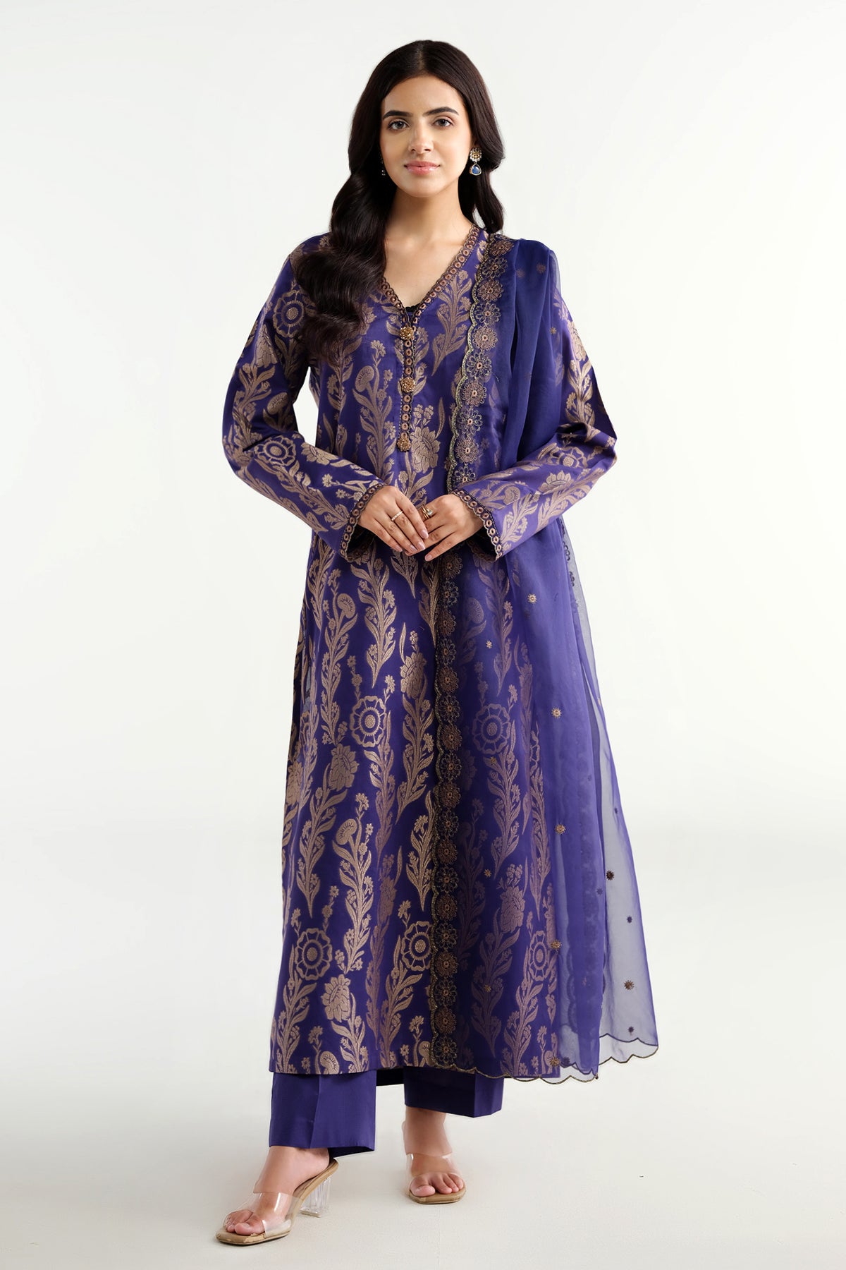 3 Piece -  Embroidered Suit - C6285