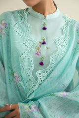 3 Piece - Printed & Embroidered Suit - C6298