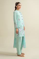 3 Piece - Printed & Embroidered Suit - C6298