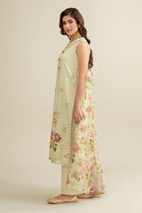 3 Piece - Printed & Embroidered Suit - C6301