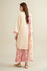 3 Piece - Printed & Embroidered Suit - C6306