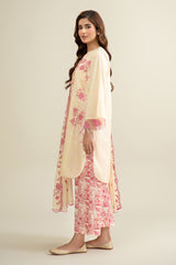 3 Piece - Printed & Embroidered Suit - C6306
