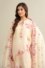 3 Piece - Printed & Embroidered Suit - C6306