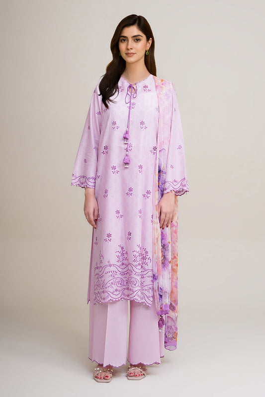 3 Piece - Printed & Embroidered Suit - C6322