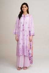 3 Piece - Printed & Embroidered Suit - C6322