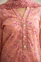 3 Piece - Printed & Embroidered Suit - C6327