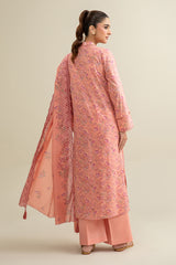 3 Piece - Printed & Embroidered Suit - C6327