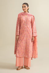 3 Piece - Printed & Embroidered Suit - C6327