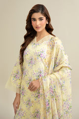 3 Piece - Printed & Embroidered Suit - C6331