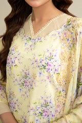 3 Piece - Printed & Embroidered Suit - C6331