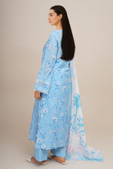 3 Piece - Printed & Embroidered Suit - C6333