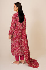 3 Piece - Printed & Embroidered Suit - C6344