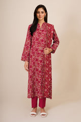 3 Piece - Printed & Embroidered Suit - C6344