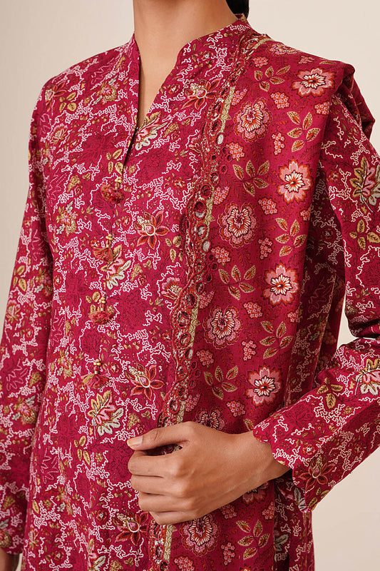3 Piece - Printed & Embroidered Suit - C6344