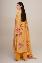 3 Piece - Printed & Embroidered Suit - C6348