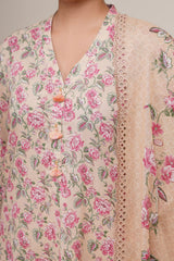 3 Piece - Printed & Embroidered Suit - C6350