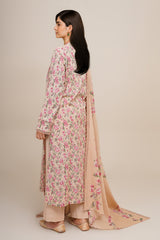3 Piece - Printed & Embroidered Suit - C6350