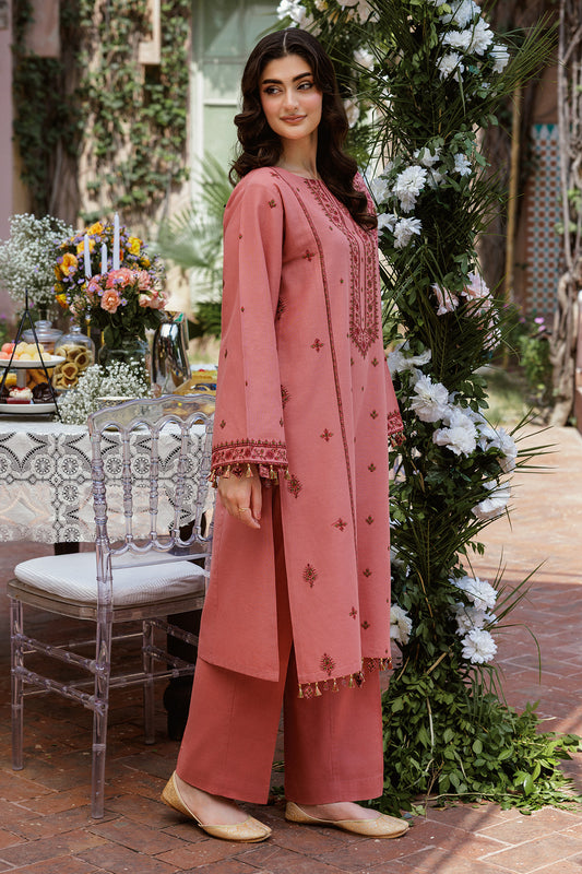 3 Piece - Printed & Embroidered Suit - C6352