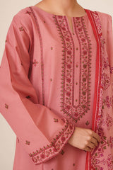 3 Piece - Printed & Embroidered Suit - C6352