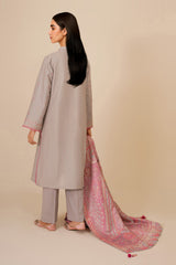 3 Piece - Printed & Embroidered Suit - C6361