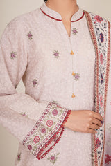 3 Piece - Printed & Embroidered Suit - C6363