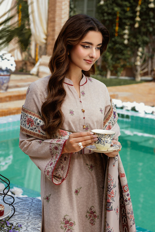 3 Piece - Printed & Embroidered Suit - C6363