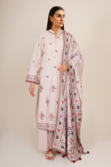 3 Piece - Printed & Embroidered Suit - C6363