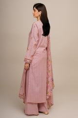 3 Piece - Printed & Embroidered Suit - C6364