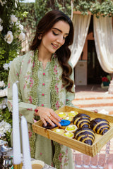 3 Piece - Printed & Embroidered Suit - C6365