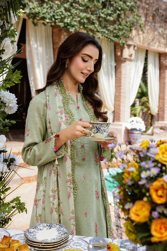 3 Piece - Printed & Embroidered Suit - C6365