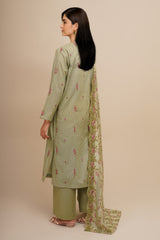 3 Piece - Printed & Embroidered Suit - C6365