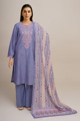 3 Piece - Printed & Embroidered Suit - C6366
