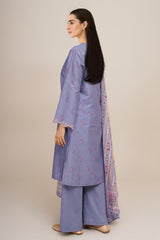 3 Piece - Printed & Embroidered Suit - C6366