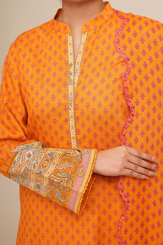 3 Piece - Printed & Embroidered Suit - C6367