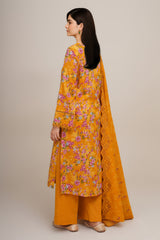 3 Piece - Printed & Embroidered Suit - C6368