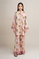 2 Piece - Printed & Embroidered Suit - C6369