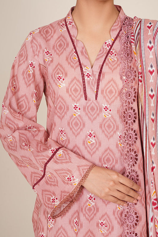 3 Piece - Printed & Embroidered Suit - C6386