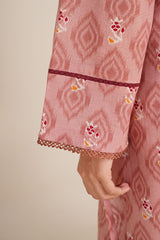 3 Piece - Printed & Embroidered Suit - C6386