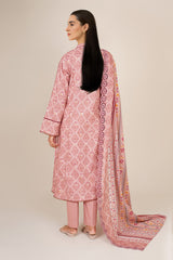 3 Piece - Printed & Embroidered Suit - C6386
