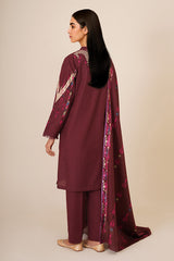 3 Piece - Printed & Embroidered Suit - C6389